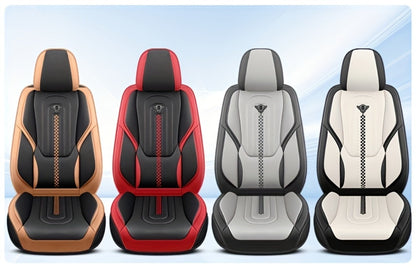 Contoured Front Car Seat Cushion Covers with Headrest Pads in Four Two-Tone Color Option Sets