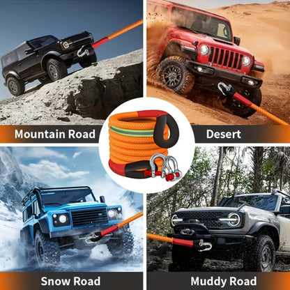 Kinetic Recovery Rope 48501 LBS 22 Ton – High Strength Nylon Tow Rope with Bow Shackles & Storage Bag, 14.5 16.4 30 FT Options for Truck SUV