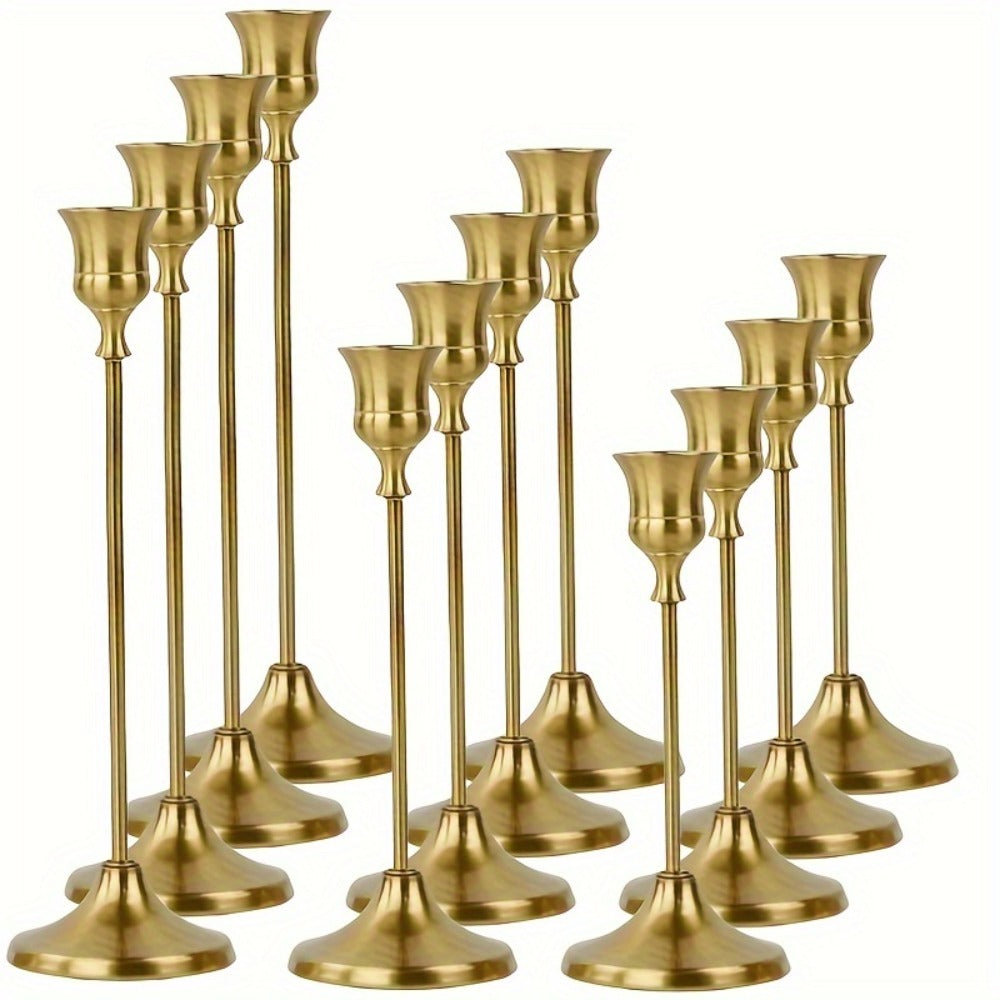 Metal Bell Candlestick Holders Set, Vintage Copper & Black Taper Candle Holders for Wedding Centerpieces