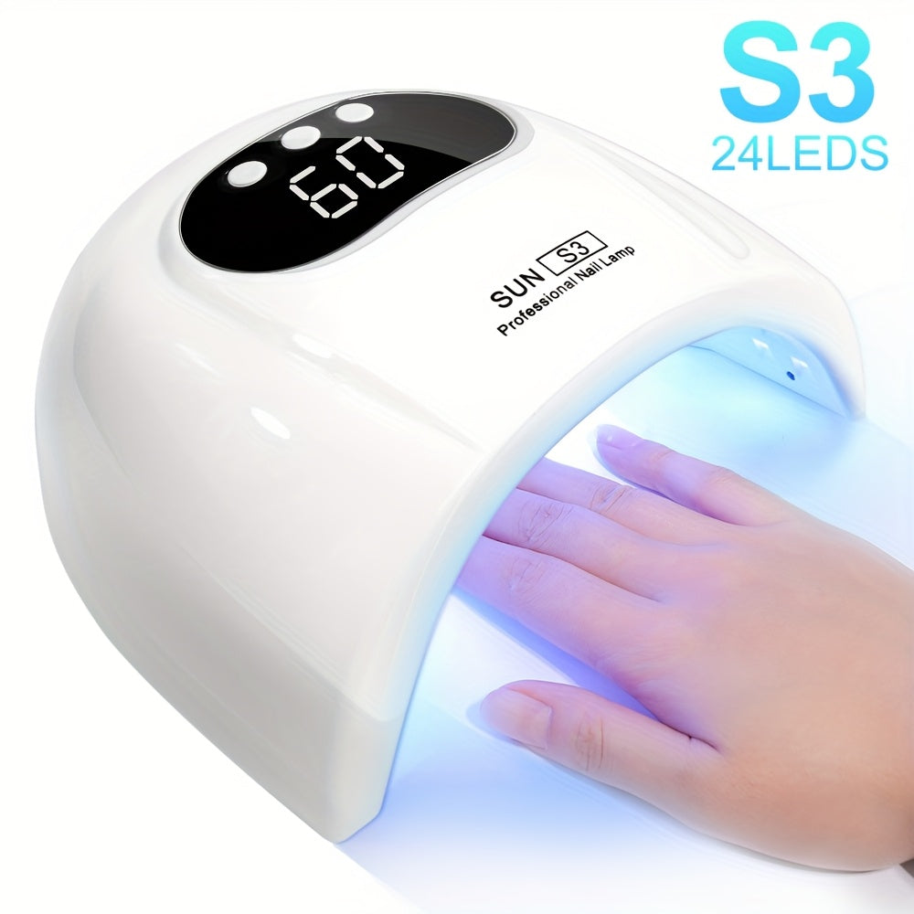SUN S3 UV LED Nail Lamp with 24 Light Beads, 5V Input, Digital Display and Three Color Options