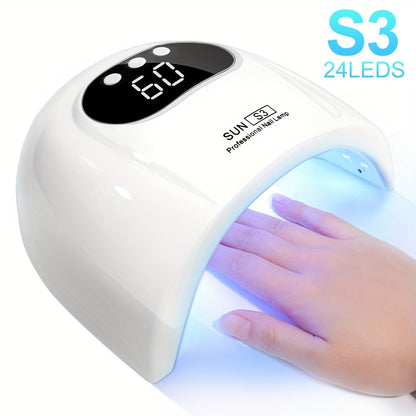 SUN S3 UV LED Nail Lamp with 24 Light Beads, 5V Input, Digital Display and Three Color Options