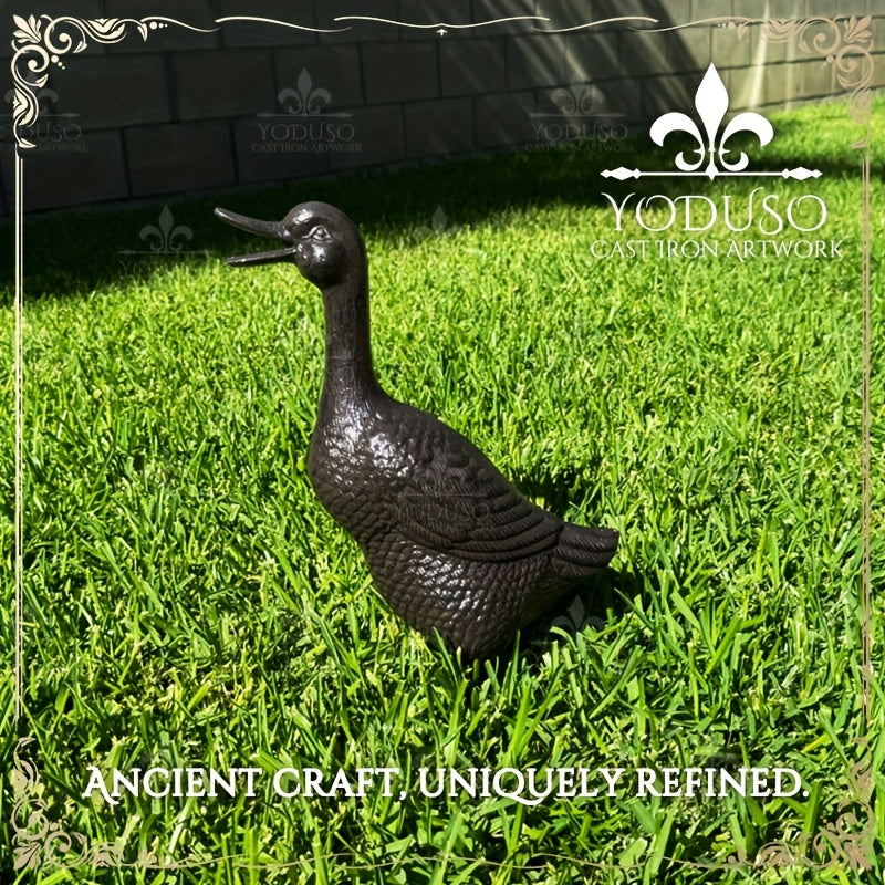 Garden Duck Statue Cast Iron Outdoor Lawn Ornament Rustic Farmhouse Metal Sculpture Mother Duck Ducklings Yard Decor Multiple Styles