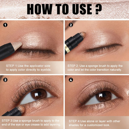 Shimmer Glitter Eyeshadow Stick Set 6 Pcs Dual-Tipped Eye Pencil with Blending Brush Creamy, for Makeup, Travel and Everyday Vanity Use