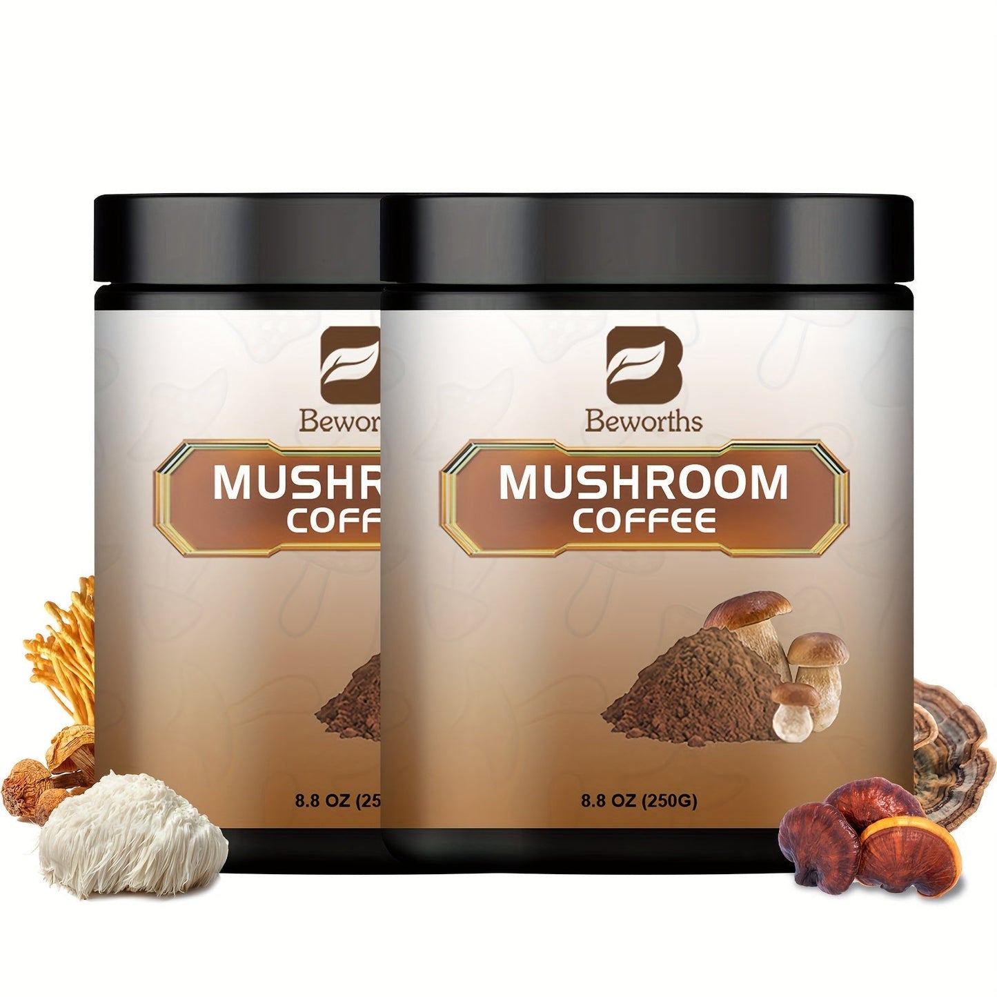 Mushroom Coffee Powder 500g with Reishi Cordyceps Lion's Mane Chaga & Turkey Tail for Bath Time, Home Spa and Personal Care