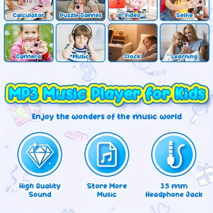 Kids Toy Mobile Phone with Dual Cameras, Touchscreen & MP3 Player, Educational Toy with Games, Alarm Clock & USB Charging