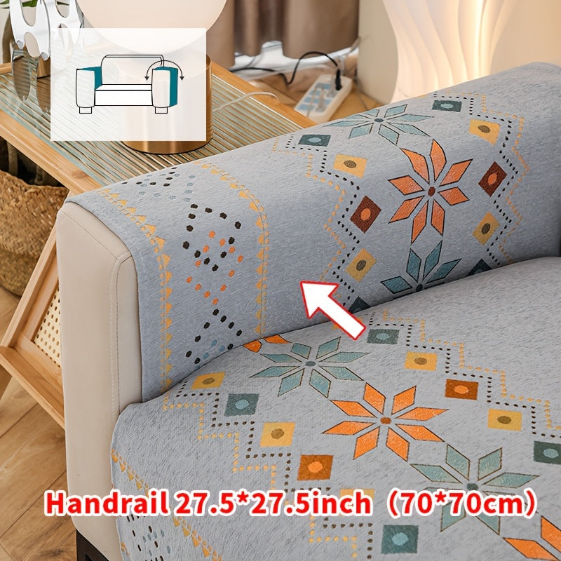 Sofa Cover Bohemian Chenille Jacquard Knit Sections for Seat, Armrest or Backrest with Model-Specific Size and Color Options