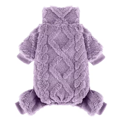 Fleece Dog Turtleneck Jumpsuit with Six Colors, Four-Leg Cut and XXS–M Sizes for Small Pets