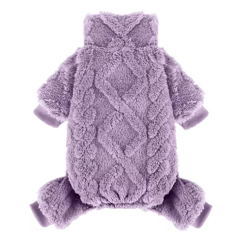 Fleece Dog Turtleneck Jumpsuit with Six Colors, Four-Leg Cut and XXS–M Sizes for Small Pets