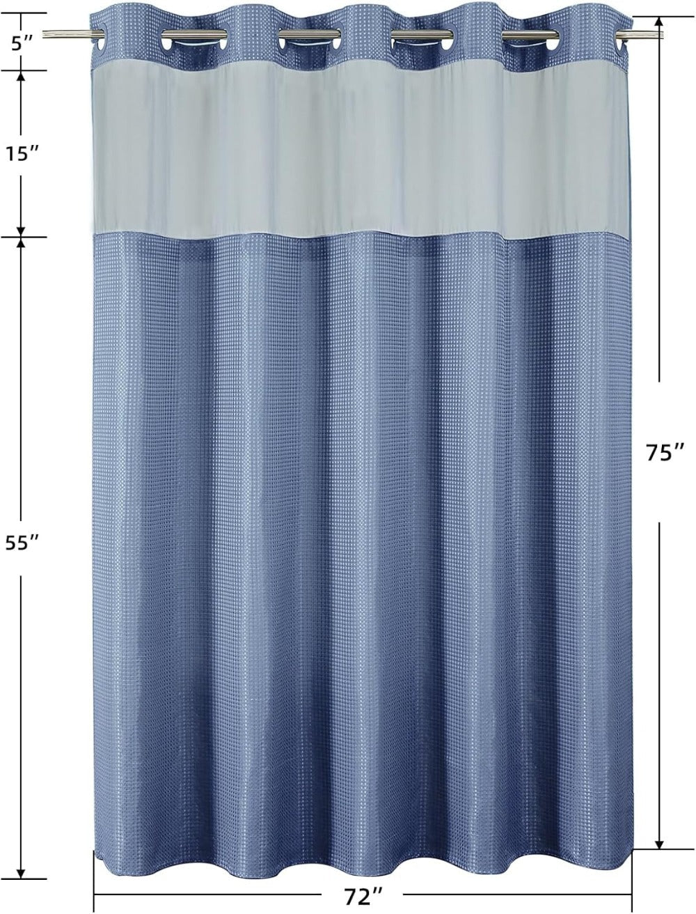 Waffle Shower Curtain with Liner Set Hookless Snap-In Double Layer Polyester Fabric Easy Clean for Bathroom Hotel Home Decor