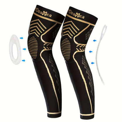 Copper Knee Brace Full Leg Support - Compression Sleeve with Patella Gel Pad & Double Metal Side Stabilizers