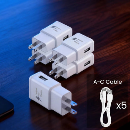 USB Wall Charger Compatible with Samsung Galaxy S25 S24 S23 S22 S21 S20 S10 S9 S8 S7 Note 10 - Adaptive 5V 2A Fast Charging