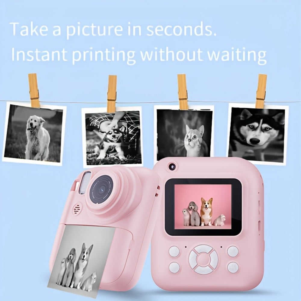 Instant Print Camera for Kids 48MP with Print Paper 32G TF Card 1080P FHD Video Flash MP4 Puzzle Game for a Home Lash Beauty Routine