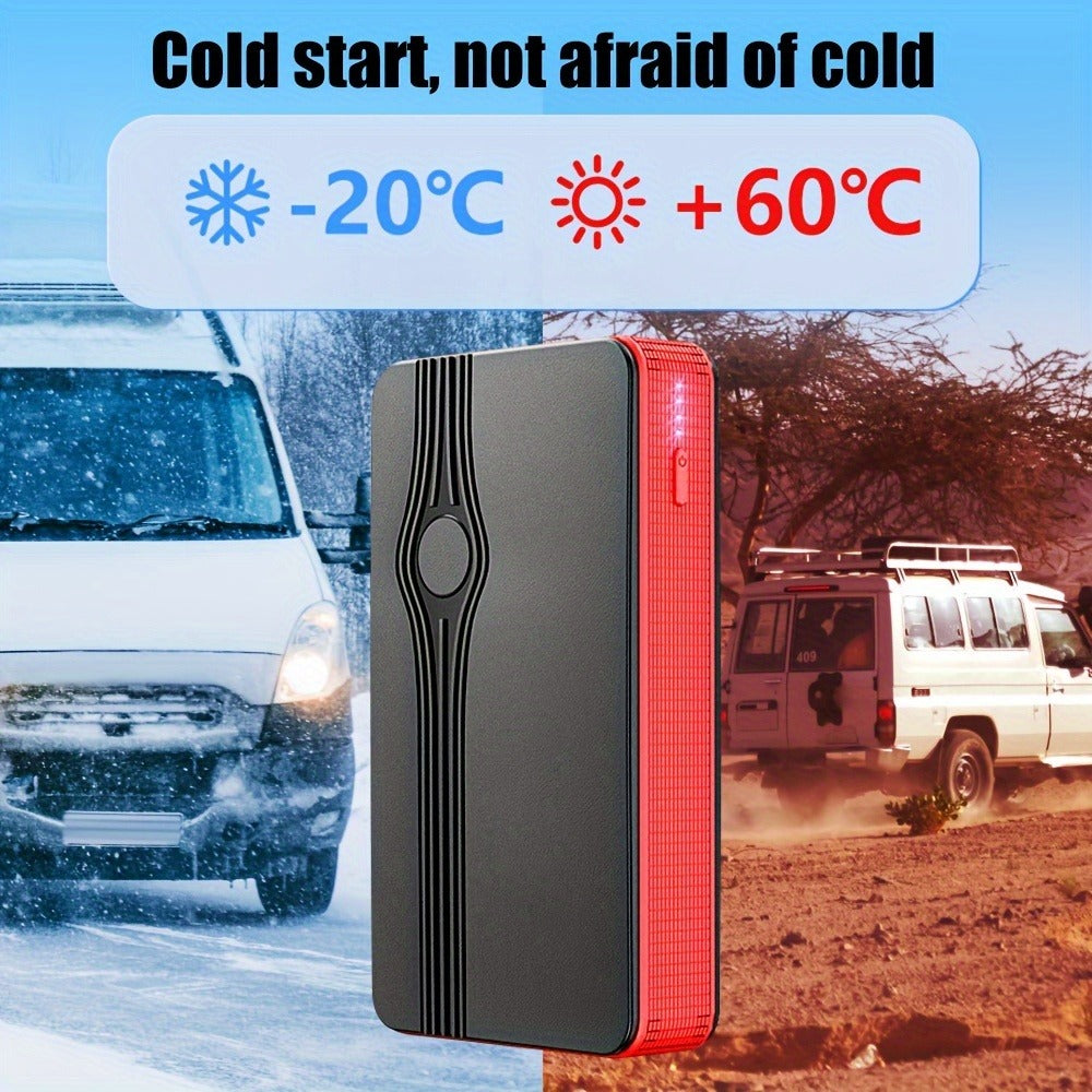Portable Car Jump Starter Power Bank 200A Peak – 12V Emergency Battery Booster for Gas Engines Under 2.0L, USB & Type-C Charging, LED Light