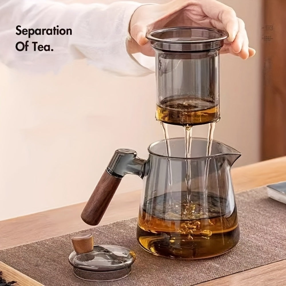 Glass Teapot with Filter 650ml - Stovetop Safe Tea and Coffee Pot with Handle, Tea Water Separator