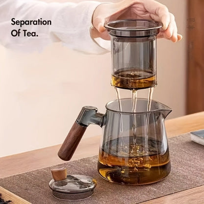 Glass Teapot with Filter 650ml - Stovetop Safe Tea and Coffee Pot with Handle, Tea Water Separator