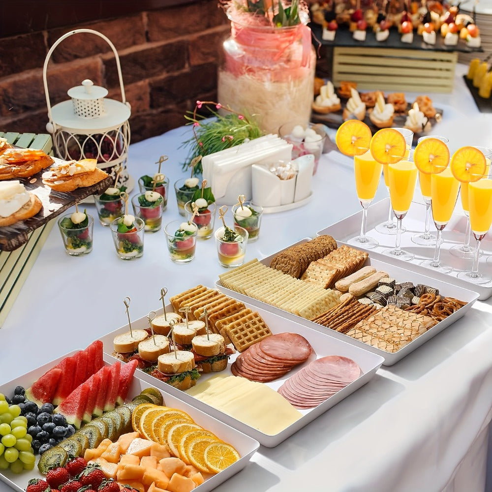 Serving Tray Set of 4, Reusable Plastic Platters for Fruit, Cookies, Dessert & Snacks, Kitchen Party Organizer