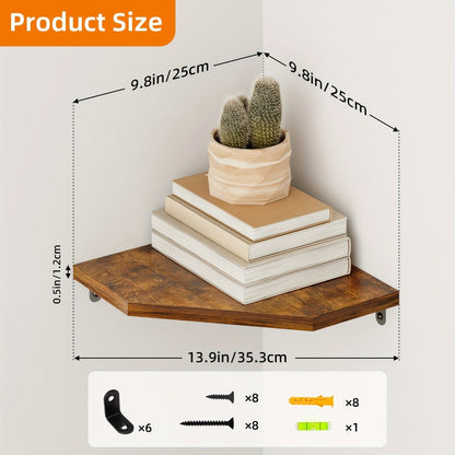 Floating Corner Wall Shelf 5-Sided Wall Mounted Storage Rack – Modern Display Unit for Bathroom, Kitchen, Bedroom & Living Room – Set of 2