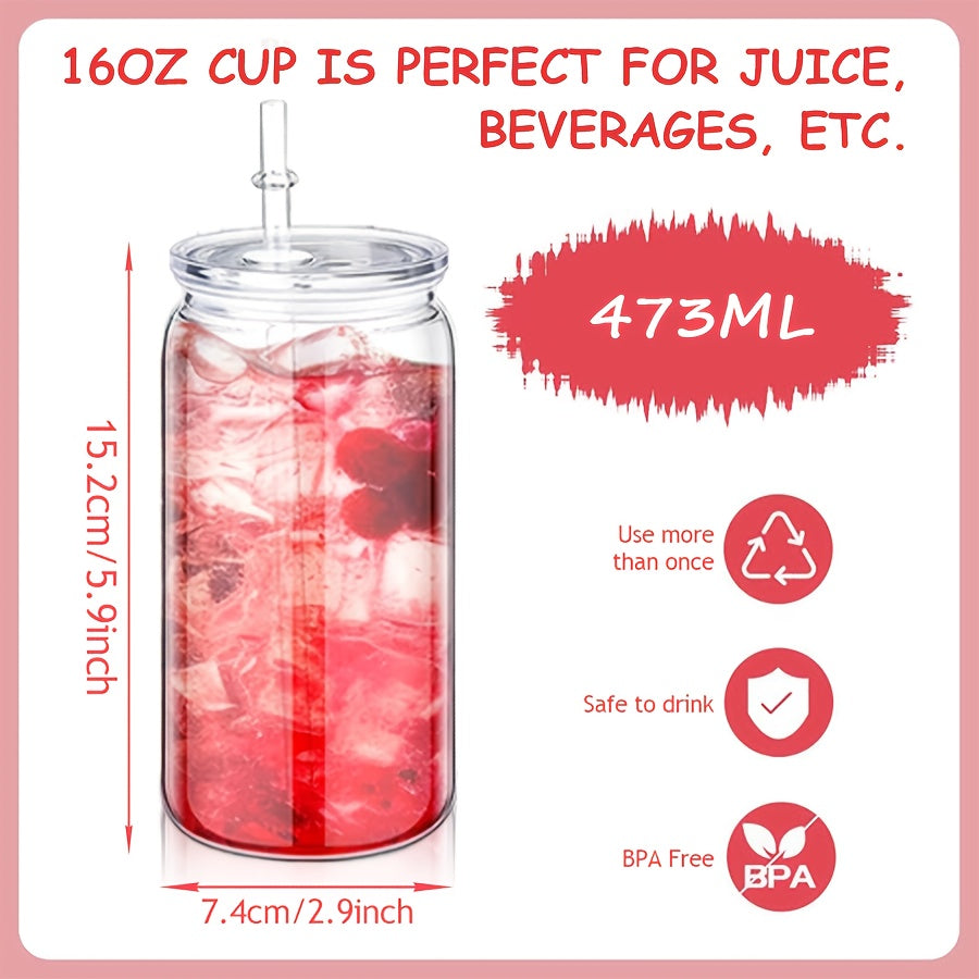 16oz Plastic Cups with Lids and Straws Bulk 25pcs Set Clear Flat Bottom Tumbler Single or Double Wall for Iced Coffee Boba Water Juice Party