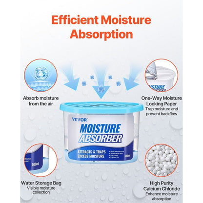 Moisture Absorber Boxes 6 Pack 500ml Calcium Chloride Dehumidifier Box Fragrance Free for Home Cooking, Dining and Outdoor Meals