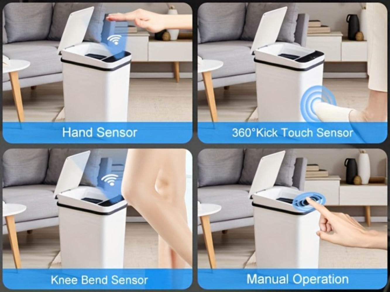 Motion Sensor Trash Can 2-Pack, 2.8 Gallon Touchless Slim Garbage Can with Auto Lid for an Everyday Personal Care Routine