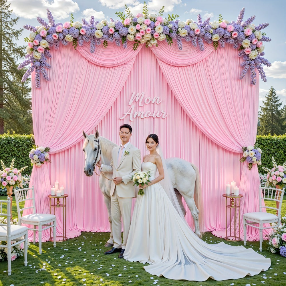 Photography Backdrop 4-Pack 5x10ft Polyester Spandex Background Cloth | Wrinkle-Resistant, Soft & Smooth with Pole Pockets | Wedding