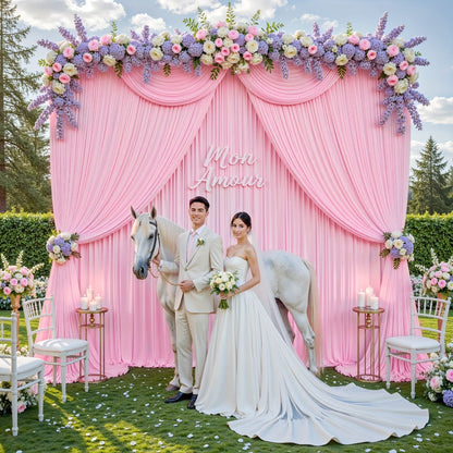 Photography Backdrop 4-Pack 5x10ft Polyester Spandex Background Cloth | Wrinkle-Resistant, Soft & Smooth with Pole Pockets | Wedding