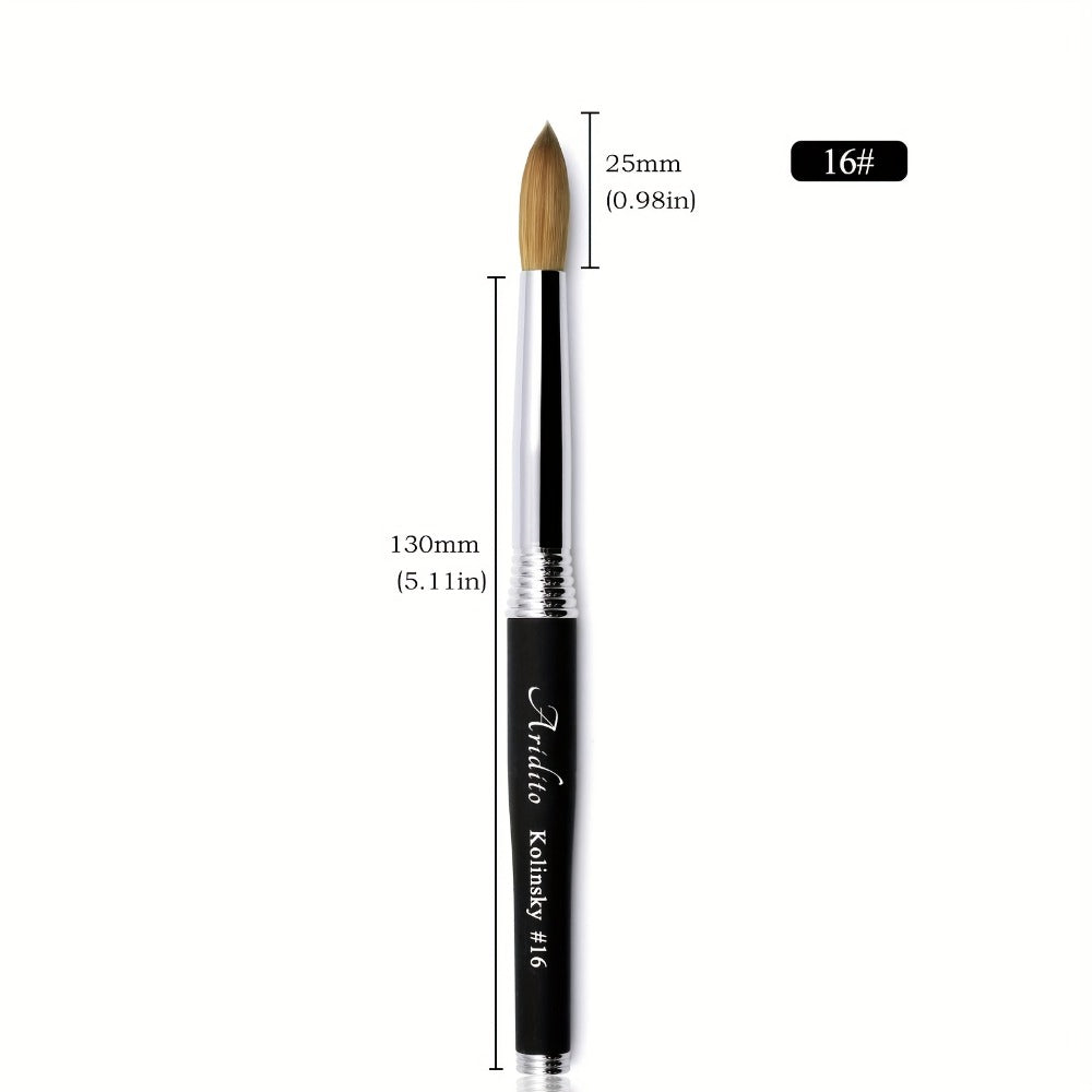 100% Pure Kolinsky Round Head Acrylic Nail Art Brush Black Metal Handle Size 12 14 16 18 – Professional Nail Extension & Acrylic Powder