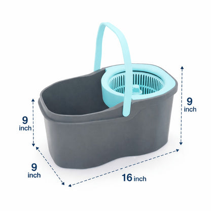 360 Spin Mop and Bucket Set with Wringer – Stainless Steel Extended Handle Spinning Mop Bucket System with Microfiber Mop Refills