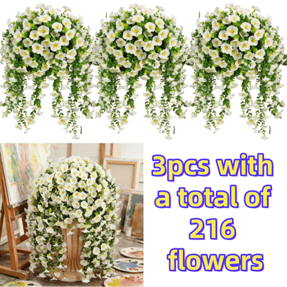 Artificial Rose Vine Hanging Garland 3pcs 216 Flowers – High-Density UV-Resistant Faux Rose Flower Vines with Realistic Roses & Foliage