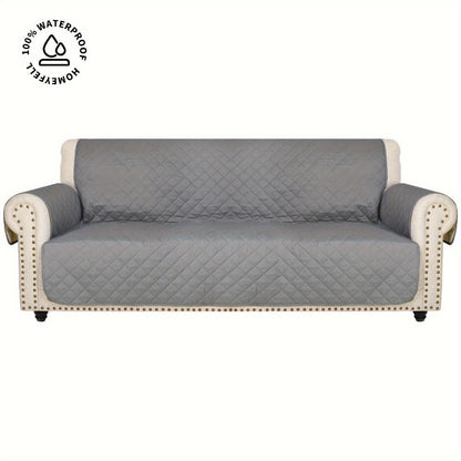 Sofa Cover Quilted Microfiber Three-Seat Panel Set with Two Foam Tubes, Straps and Side Pocket