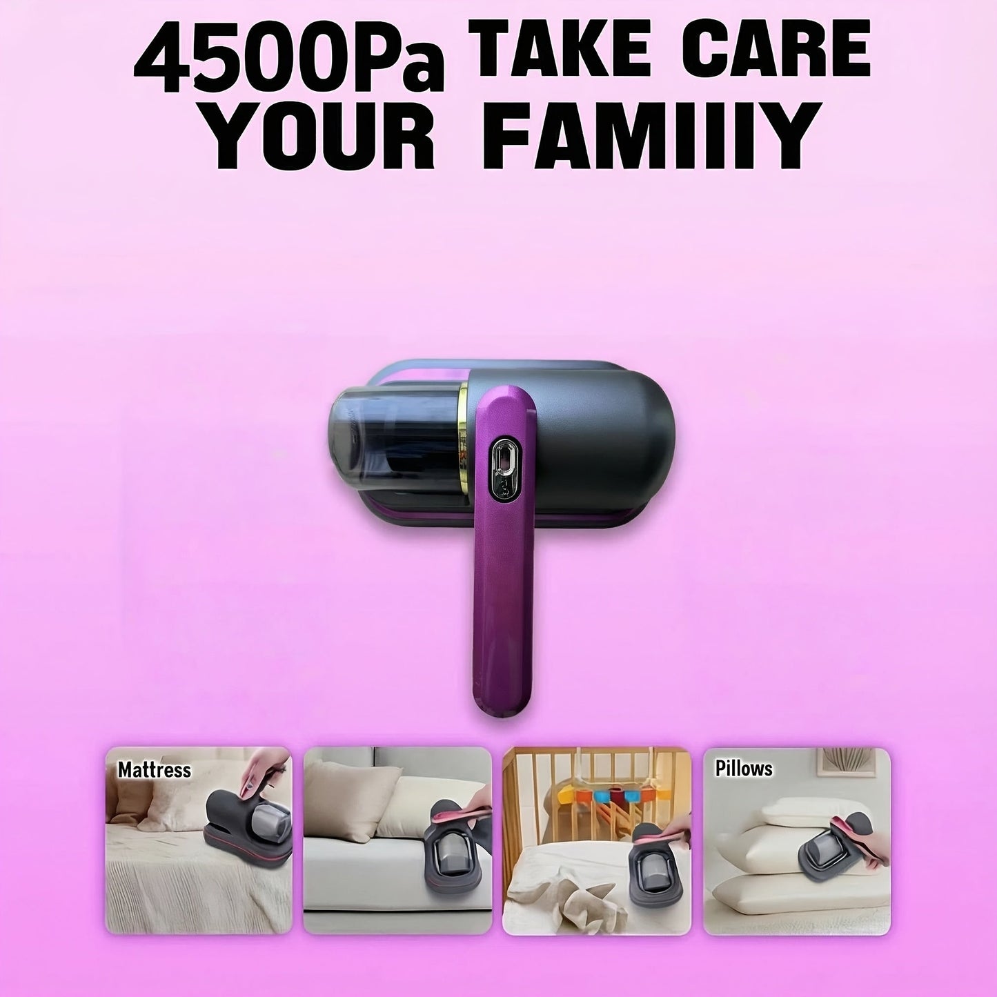 Cordless Mattress Vacuum Cleaner Handheld Bed Vacuum for Dust Mites, Allergens & Pet Hair – Portable Wireless Upholstery Vacuum