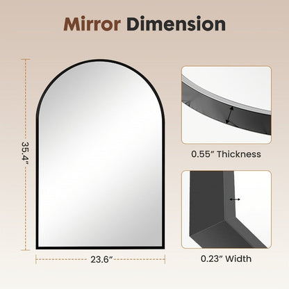 Arched Rectangle Metal Wall Mirror in Black or Gold with Seven Size Options up to 31 x 32 Inches