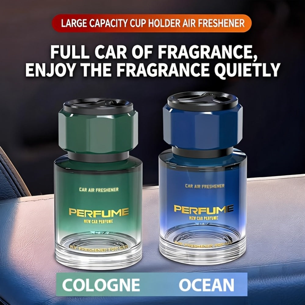 110 ml Cup-Holder Car Air Freshener Bottle in Classic Cologne or Azure Ocean Scent with Vented Top