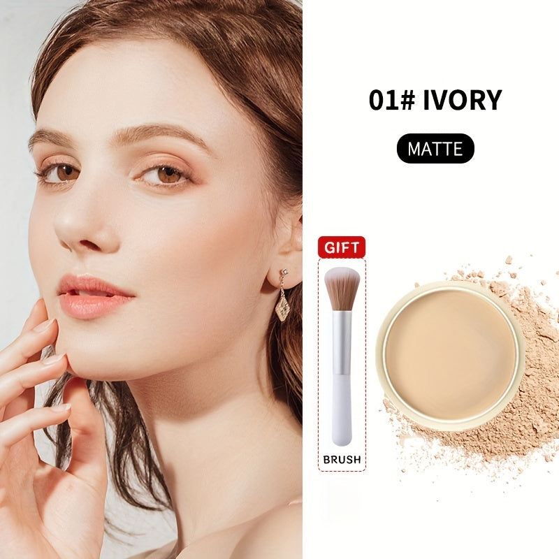 Oil Control Setting Powder Kit with Concealer Puff & Brush – Wet & Dry Dual Formula, Water-Resistant Long-Lasting Matte Finish Face Makeup