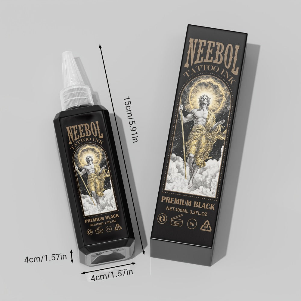 Tattoo Ink Neebol Black 3.38oz 100ml Single Bottle with Black Ink Configuration with Item-Specific Color, Capacity and Bottle Choices