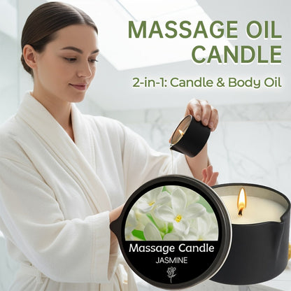 Massage Oil Candle 2-in-1 Soy Wax Scented Candle with Essential Oil – Moisturizing Warm Body Lotion for Spa Pedicure Relaxation Aromatherapy