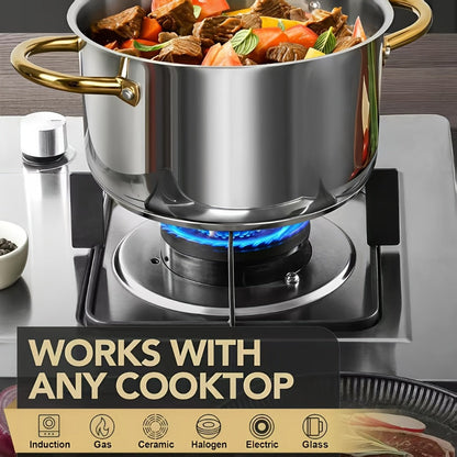 Stainless Steel Non-Stick Cookware Set 1 11 & 13 Piece, Dishwasher & Kitchen Cooking Set, Frying Boiling Stir-Fry Pots and Pans