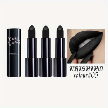Black Matte Lipstick Set 3 Pack, for Makeup, Travel and Everyday Vanity Use, with the Listed Configuration