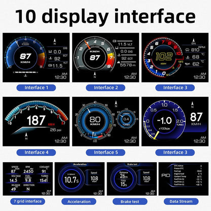 Car HUD Head-Up Display – OBD2 & GPS Dual System Digital Speedometer, Speed / Water Temp / Voltage / RPM Display