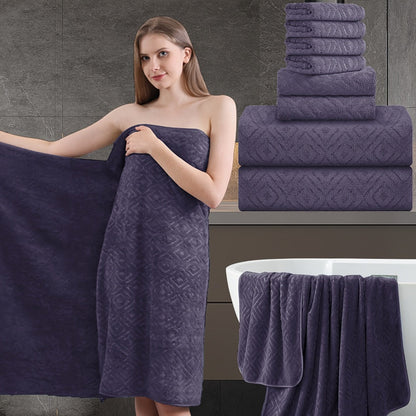 Bath Hand Towels, Towel Set 8 Piece 700GSM with 2 Bath Towels, 2 Hand Towels and 4 Washcloths in 16 Colors for Home and Guest Use