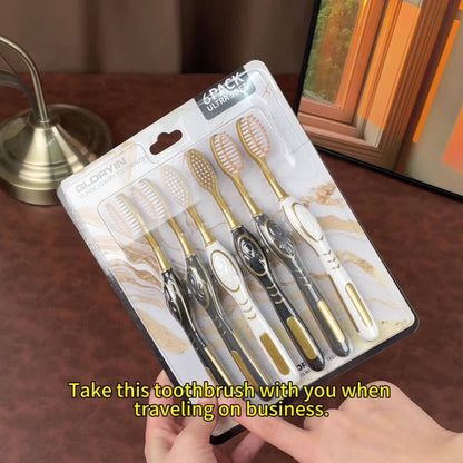 Gloryin Soft Bristle Toothbrush Set Anti-Slip Olive Handle Full Size Head Gentle Gum Care Daily Oral Hygiene