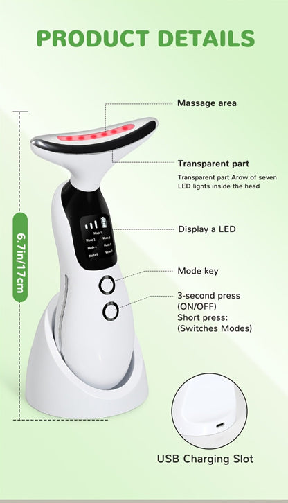 7-in-1 Neck Beauty Device with Base – Multi-Functional Skincare Tool, USB Rechargeable, Anti-Aging Neck Firming & Lifting