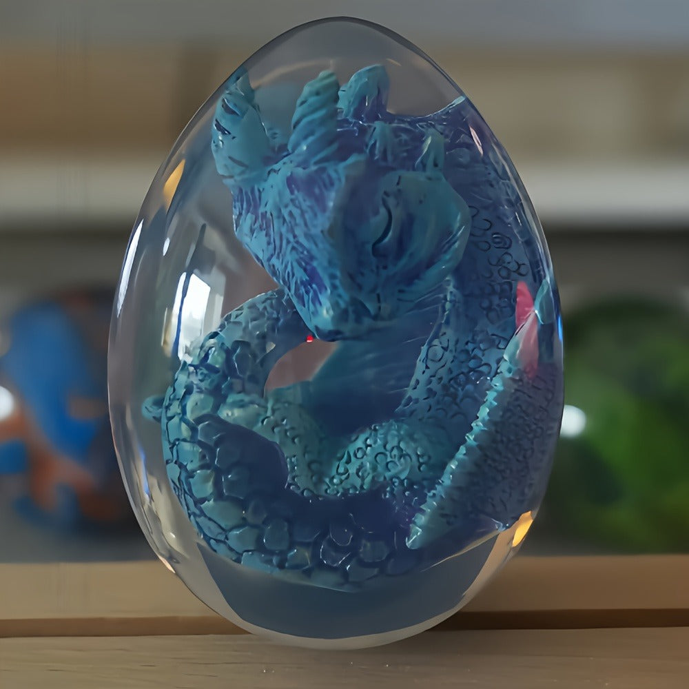 Dragon Egg Statue Crystal Transparent Resin Dinosaur Egg Figurine Handcrafted Collectible for Fantasy Lovers Home Decor Shelf Display