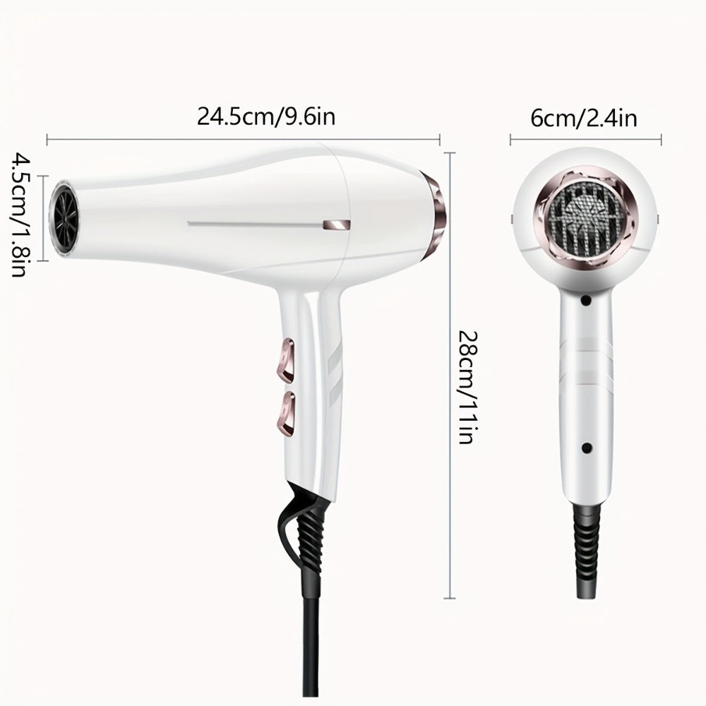 Handheld Hair Dryer with Six Color and Accessory-Package Selections, Rear Intake and Inline Plug Control
