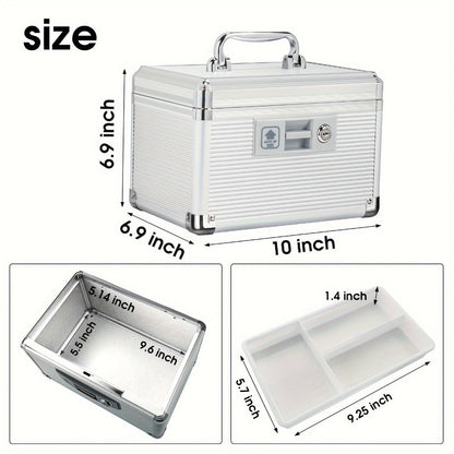 Aluminum Alloy Lockable Medicine Box – Double Layer Large Capacity Storage Box with Key Lock, Handle & Tray for Medicines