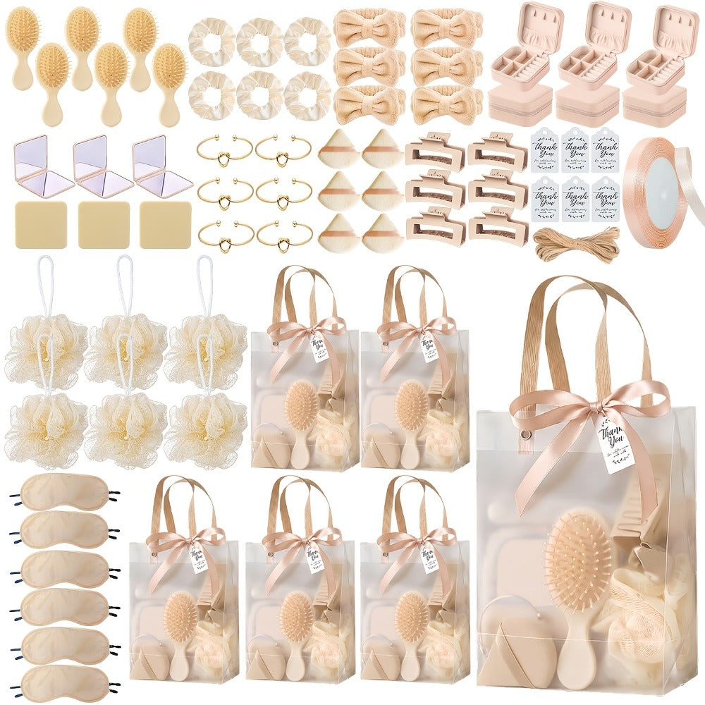 Party Favor Set for Women 74pcs, Wedding & Bridal Shower Gift Pack with Headbands, Bracelets, Jewelry Boxes