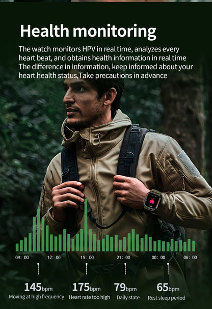 Smart Watch 2.01-Inch Rugged Display with Compass, LED Flashlight, Calling and Three Strap Combinations