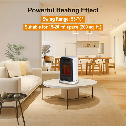 Ceramic Space Heater 1500W Fast Heating - 4 Modes, Adjustable Thermostat, Overheat & 70° Tip-Over Protection