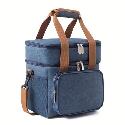 Insulated Lunch Bag with Shoulder Strap – Double Layer Leakproof Cooler Tote for Women Men Work Office School Picnic Beach Outdoor