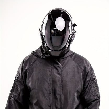 Mechanical Cyberpunk Mask Black, Futuristic Sci-Fi Half Face Costume Prop for Halloween Cosplay, Rave Bar Club Party